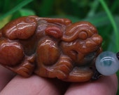 Jade Pixiu with Coins Certified Documented Grade A Flawless Chicken Blood Red Jadeite Pi Xiu Dragon Artifact Hand Carved Museum Pc.