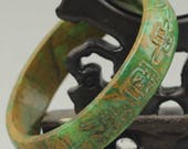 Jade Bangle 59 mm Bracelet Natural Deep Motted Green Stunning Late 20th Century Chinese Hand Carved Jadeite Bangle 867