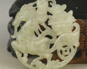Jade Ma Shang You Qian Cut Out Horse Pendant Chinese Icy White Jadeite Amulet Artifact Figure Stunning Ancient Hand Carved Talisman Charm