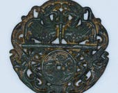 Jade Pendant Chinese Black Jadeite Double Kylin Kilin Chi-Lin Qilin Amulet Artifact Figure Stunning Ancient Hand Carved Talisman