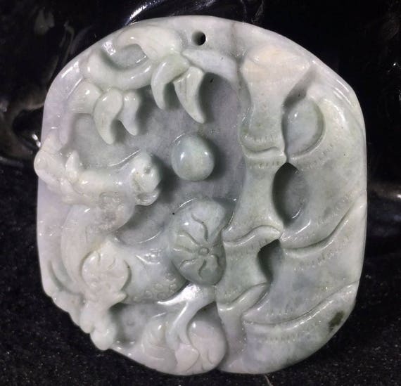 Chinese Natural hand-carved old jade mermaid lucky Amulet Pendant