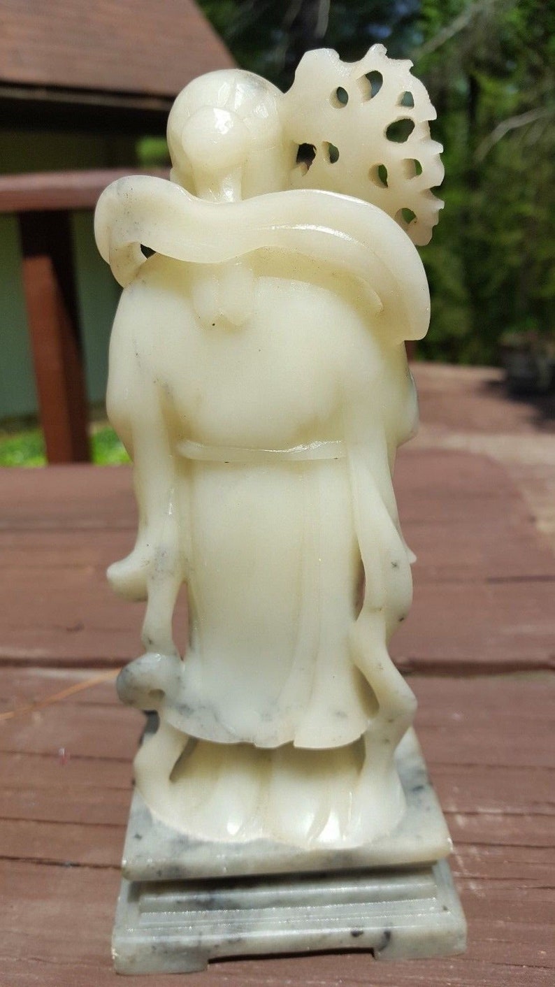 Dushan Jade Statue 870g. Immortal Figure Holding Longevity Etsy