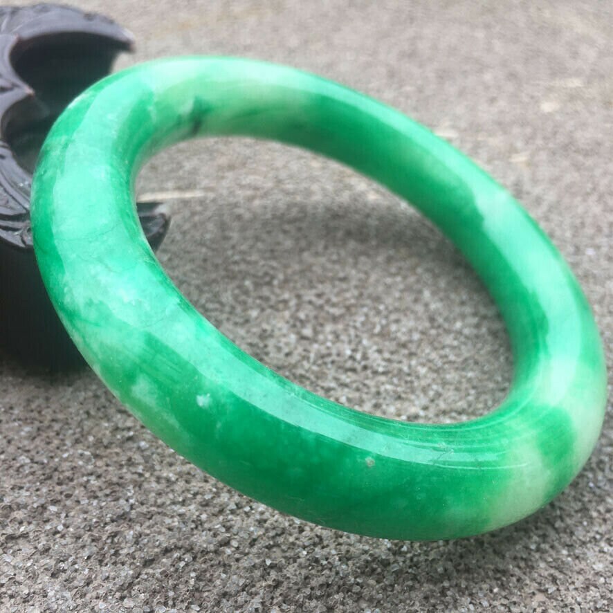 Jade Bangle 58.5 mm Bracelet Hand Carved Chinese Glossy Etsy