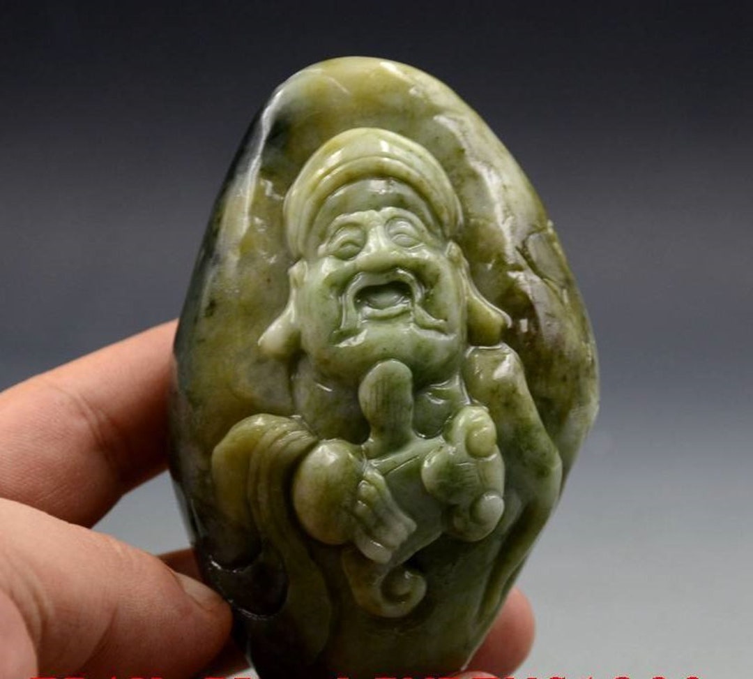 Dushan Jade Statue Immortal With Ruyi Figure Stunning Hand - Etsy