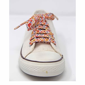 Orange floral Cotton Shoelaces for  Sneakers, Canvas Shoes, multiple patterns