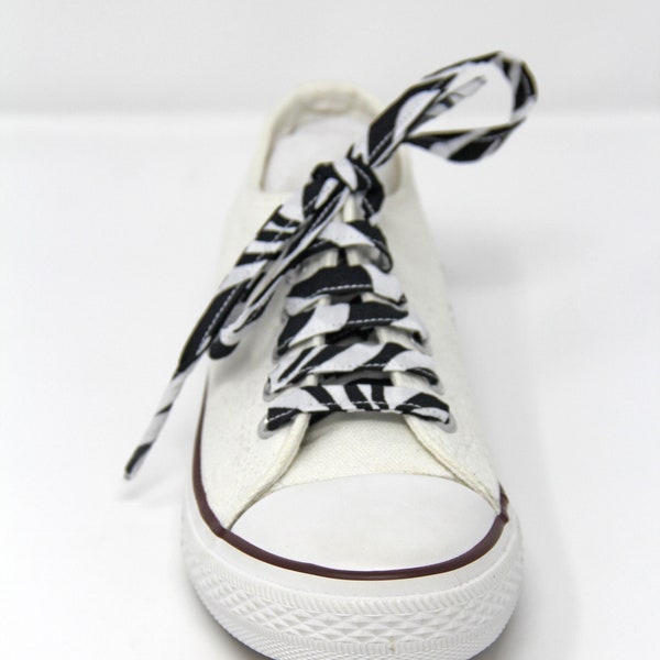 Black and White Zebra Print Cotton Shoelaces, Other Colours Available, Sneakers, Canvas Shoes