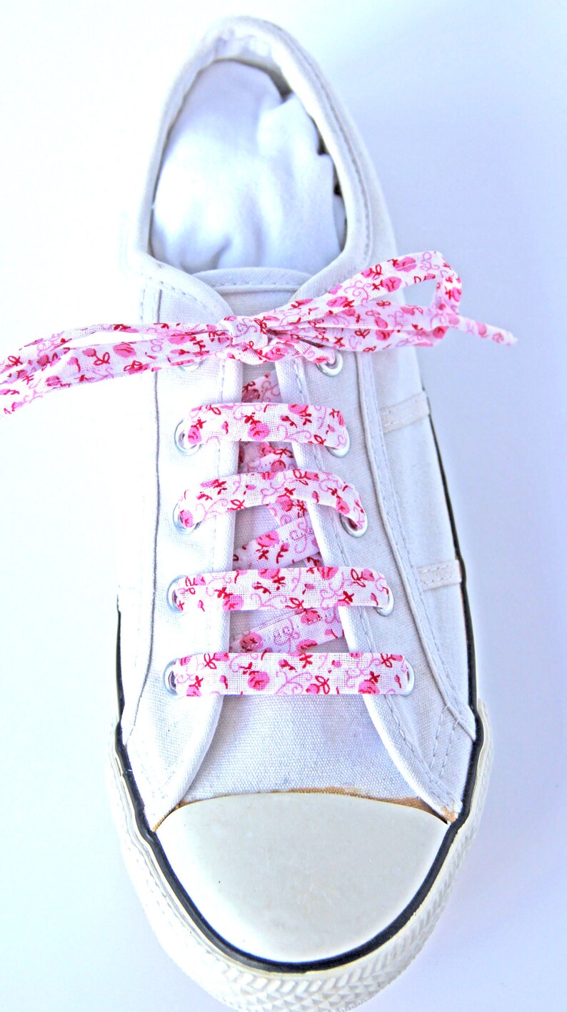 Candy Pink Floral Cotton Shoelaces Canvas Shoes Sneakers Etsy