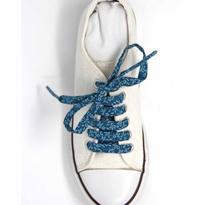 Teal Floral Fabric Shoelaces, Summer Shoes, Vintage Style, Canvas Shoes, Great Gift, other colours available