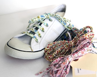 BULK BUY - 10 pairs Floral Cotton Shoelaces, Canvas Shoes, Vintage look, Party favours