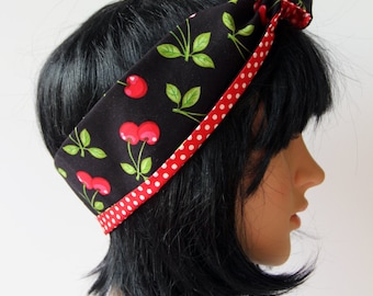 Cherries Reversible 50’s Retro Hair Wrap | Head Scarf | Bandana | Vintage Style | Self-Tie Scarf | Other Colours | Fabric Headband