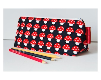 Mini Mushrooms Toadstools Pencil Case, Makeup and Wash Bags, Gifts for Teachers, Other sizes available