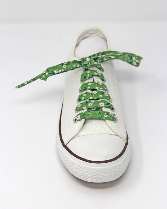 Green Floral Cotton Shoelaces Also in Yellow and Lilac Summer Shoes Sneakers Canvas Shoes Plimsolls Retro Footwear Pretty Feet Etsy UK
