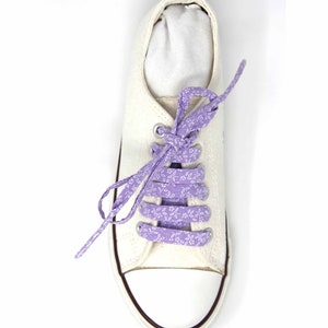 Lilac Floral Fabric Shoelaces, Summer Shoes, Vintage Style, Canvas Shoes, Great Gift