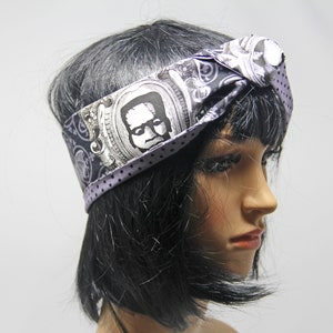 Vintage Horror Characters Hair Wrap, Retro Reversible, 50’s Style Head Scarf, Bandana, Vintage Style, Optional Reverse colour