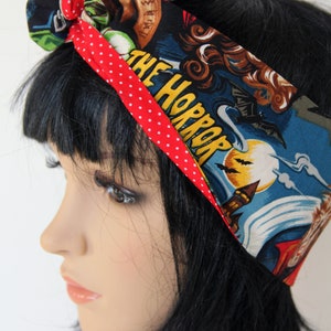 Classic Horror Movie Reversible Hair Wrap, 50s Style, Head Scarf, Bandana, Vintage Style, Self-Tie Scarf image 5