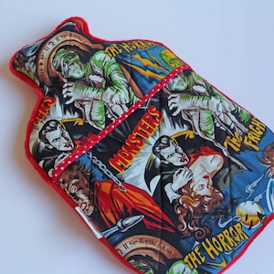 Fabulous Vintage Horror Movie Hot Water Bottle Cover, Fleece Backed for Extra Comfort, Perfect Gift for Christmas, Great Gift for Goths