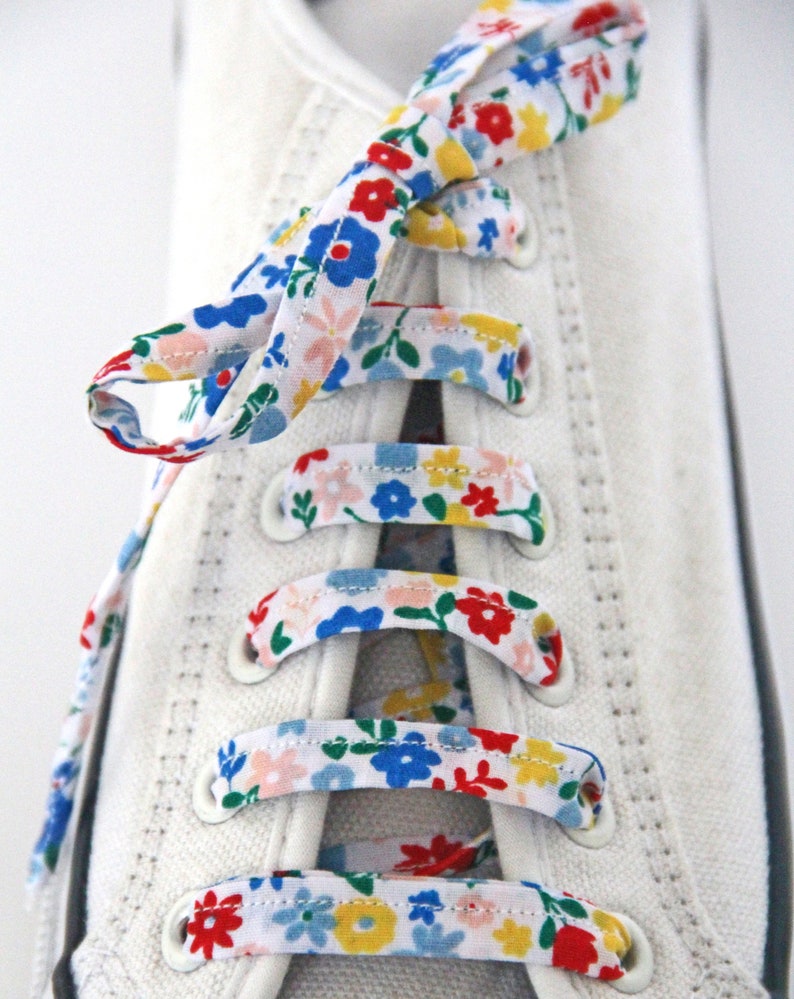 Bright Floral Cotton Shoelaces Canvas Shoes Sneakers Other Etsy