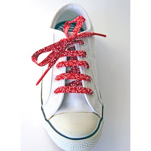 Red Leaf Patterned Cotton Shoelaces, Canvas Shoes, Sneakers