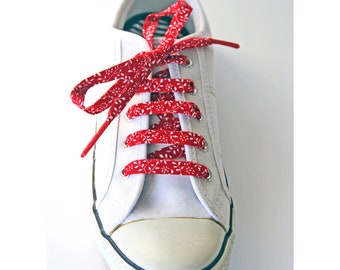 Red Leaf Patterned Cotton Shoelaces, Canvas Shoes, Sneakers