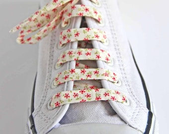 Tiny Pink Daisies Cotton Shoelaces, Retro Look, Summer Shoes, Canvas Shoes, other colours available