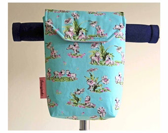 Cute Retro Baby Lambs on Turquoise Micro Scooter or bicycle bag, Water Bottle Bag, Great gift for Girls, Different Sizes