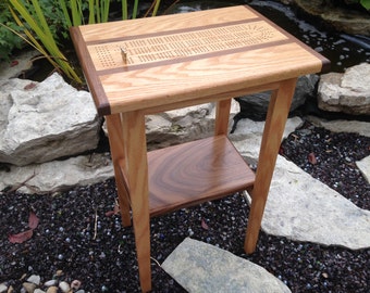 Handcrafted, Wood Cribbage Table, Side Table With Wood Contrast