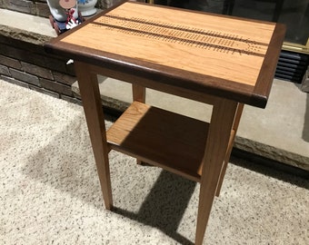 Handcrafted, Wood Cribbage Table, Side Table With Wood Contrast