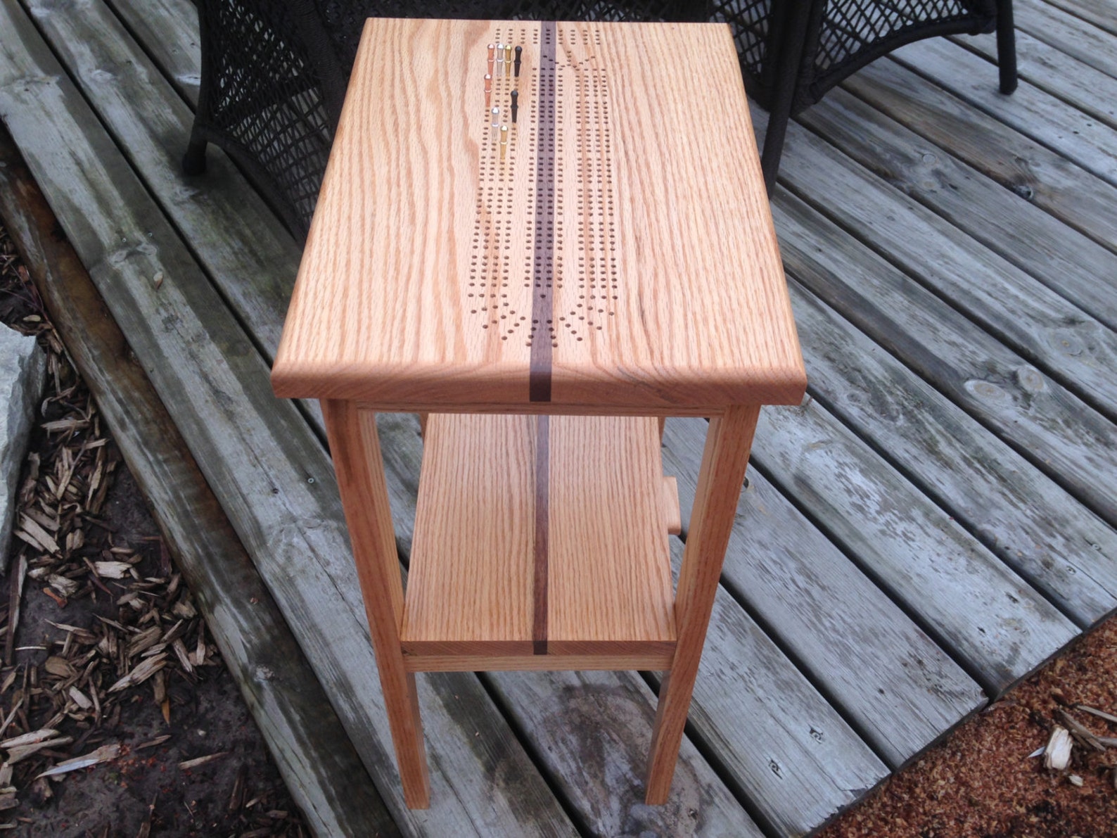 A Hint of Contrast Wood Cribbage Table With Drawer Etsy