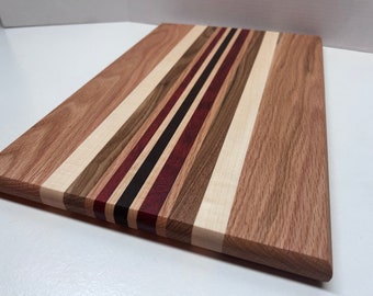 Tabla de cortar de madera exótica hecha a mano: acabado con aceite mineral apto para uso alimentario