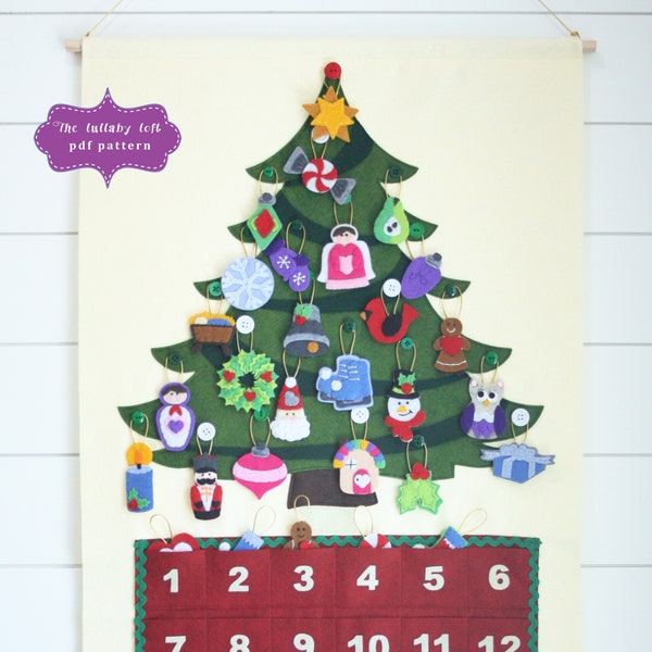 Christmas Tree Advent Calendar Pattern: 29 Felt Ornaments (Digital Download)