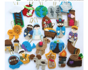 24 JESSE TREE Advent Ornaments PATTERN • 24 Ornaments with easy to print scripture references • Pattern •
