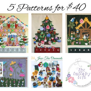 5 for 40 Holiday Ornaments & Advent Calendar PATTERNS • Gingerbread House • Christmas Tree • Nativity • Easter • Jesse Tree • Save 22 Bucks!