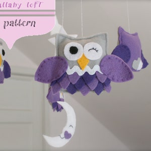 Owl Mobile PATTERN - Baby nursery mobile - including wooden hanger instructions - PDF Instant Download
