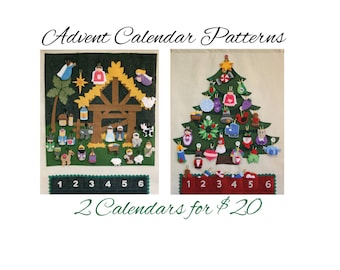 2 for 20 Advent Calendar Patterns • Nativity & Christmas Tree • Save 8 Bucks!