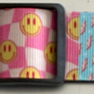 Dog Collar &quot;  Retro Smiley Lightening  Bolt  * One inch  * 1&quot; adjustable buckle or martingale