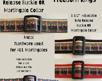 DOG Collar: adjustable buckle or martingale ,harness, leash . OnE Inch 1”or 5/8” or 3/4”.   American Eagle - USA Freedom