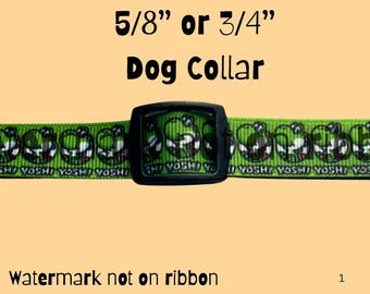 Dinosaur Little Dog Collar: Adjustable Side Release or Martingale 5/8” or 3/4”