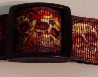 Dog Collar "  *  sugar skulls * 1" adjustable buckle or martingale