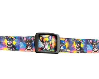 Pop Art Chihuahua Dog Collar: Quirky  - Adjustable Buckle or Martingale 5/8” or 3/4”