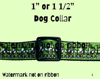Dinosaur   Dog Collar: One Inch or 1 1/2” , Adjustable side release buckle or martingale