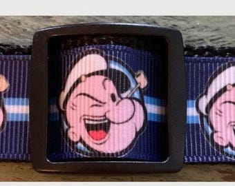 Sailor man Dog Collar: Adjustable Buckle, Martingale, Leash - One Inch