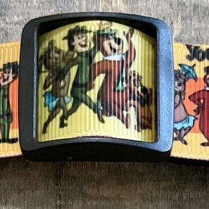 Dog Collar &quot;  * * Picnic Bear Retro cartoon Vintage    * 1&quot; adjustable buckle or martingale