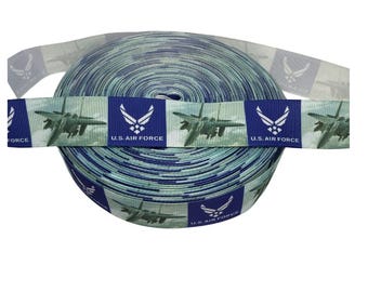 Clearance Ribbon Printed Grosgrain Ribbon 1" - MISC Collection - Fighter Jet