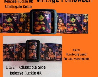 DOG Collar: adjustable buckle or martingale ,harness, leash . Halloween - Vampire
