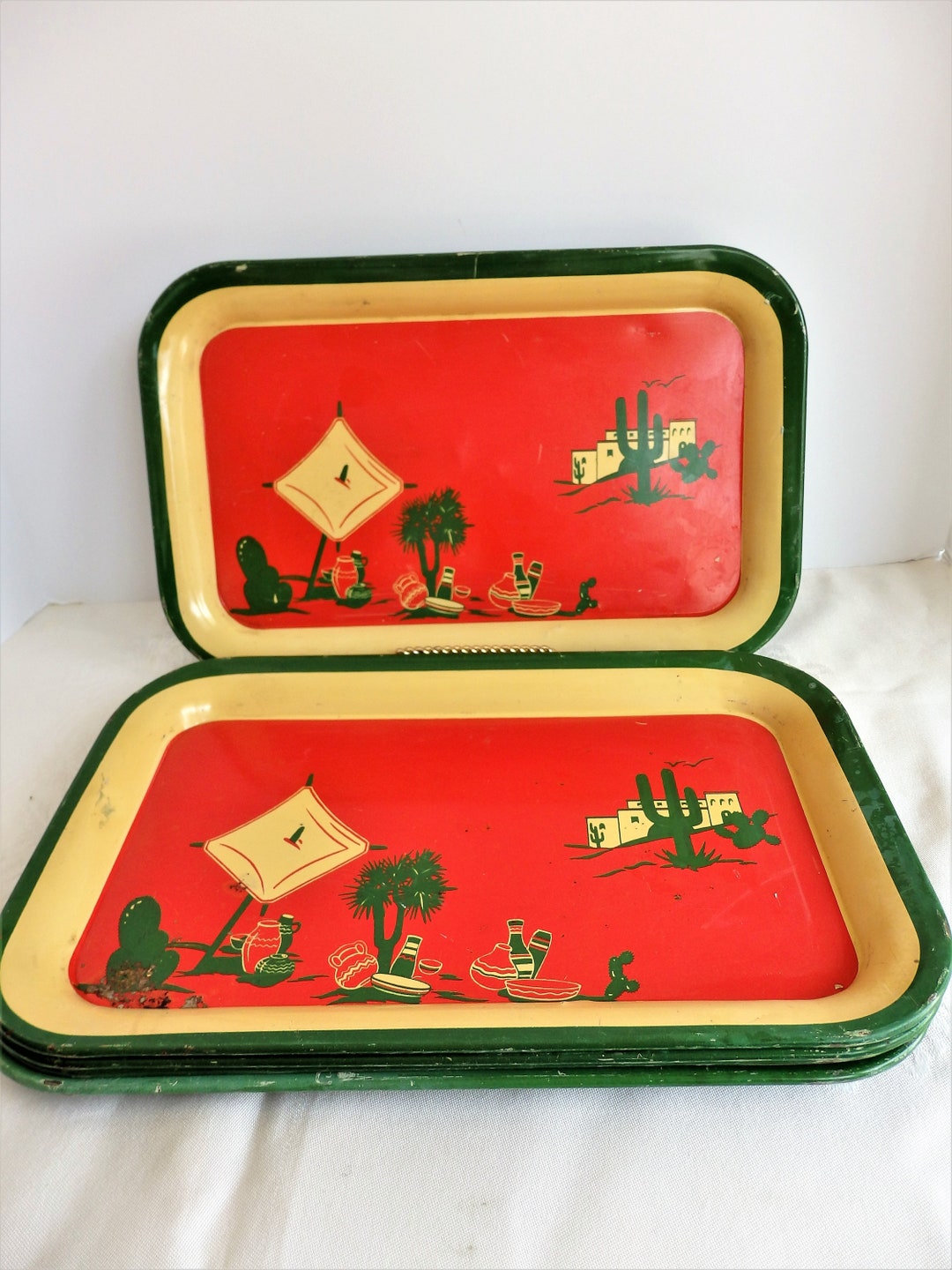Metal Snack Trays With Mexican or Southwestern Design. Etsy