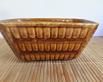 Small Brown Glazed Vintage Planter