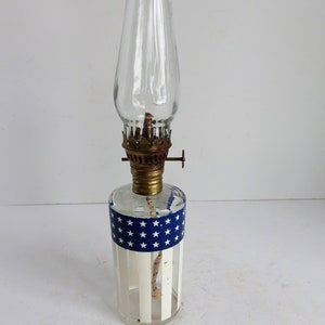 Vintage Oil Lamp. Stars and Stripes Oil Lamp.