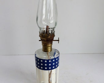 Vintage Oil Lamp. Stars and Stripes Oil Lamp.