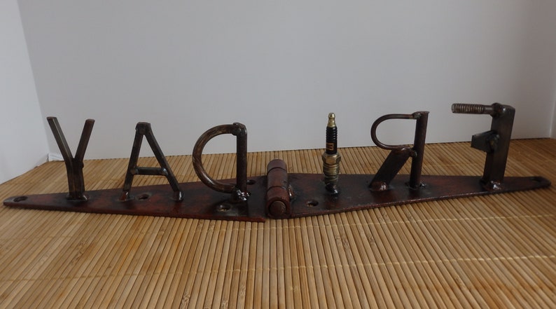 Hand Made Scrap Metal Art Metal Art Welded Sign Industrial Decor.