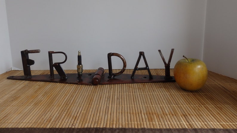 Hand Made Scrap Metal Art Metal Art Welded Sign Industrial Decor.